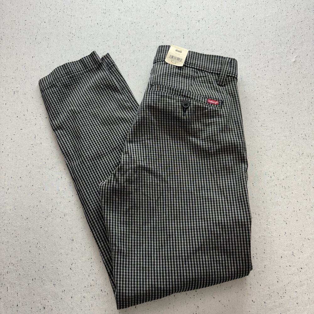 Levi’s XX Chino Standard Taper Pants Mens 29x30 Black Grey Gingham Check NWT